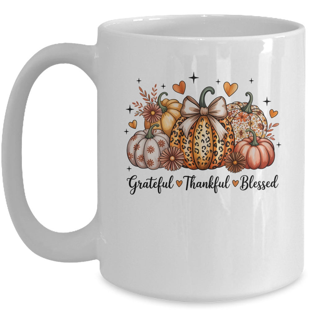 Thankful Grateful Blessed Pumpkin Christian Thanksgiving Fall Mug | teecentury