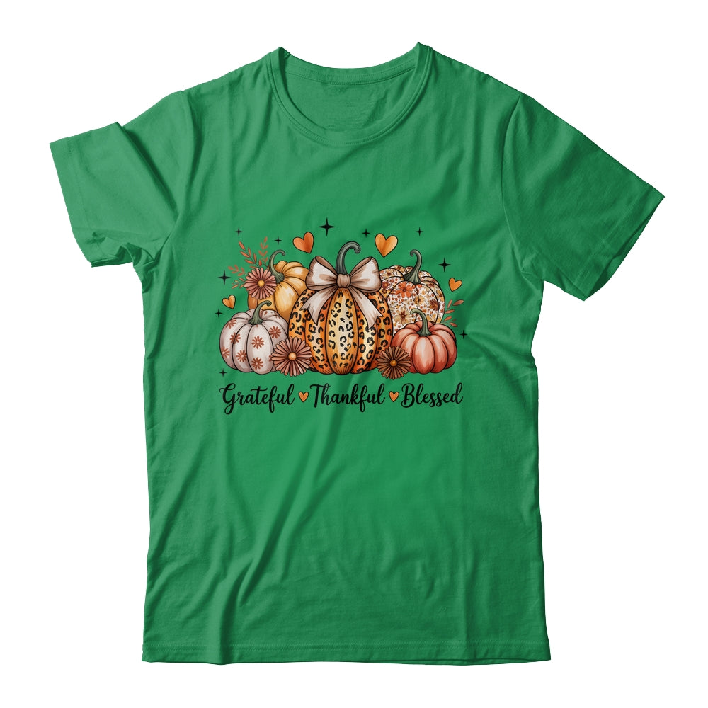 Thankful Grateful Blessed Pumpkin Christian Thanksgiving Fall Shirt & Sweatshirt | teecentury
