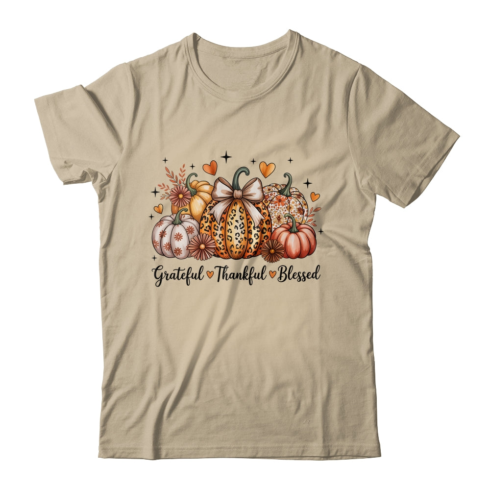 Thankful Grateful Blessed Pumpkin Christian Thanksgiving Fall Shirt & Sweatshirt | teecentury