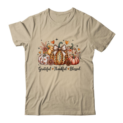Thankful Grateful Blessed Pumpkin Christian Thanksgiving Fall Shirt & Sweatshirt | teecentury