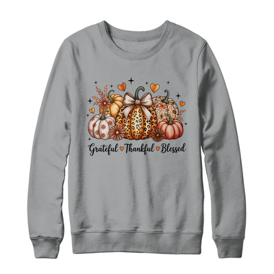 Thankful Grateful Blessed Pumpkin Christian Thanksgiving Fall Shirt & Sweatshirt | teecentury
