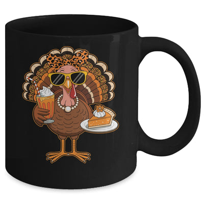 Thanksgiving For Women Turkey Drinking Coffee Leopard Mug | teecentury