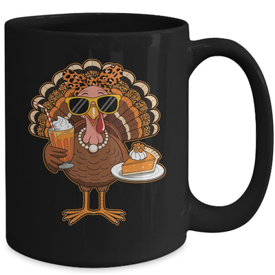 Thanksgiving For Women Turkey Drinking Coffee Leopard Mug | teecentury
