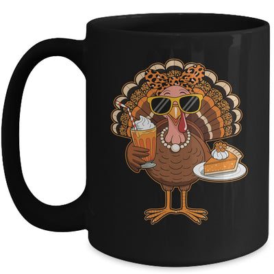 Thanksgiving For Women Turkey Drinking Coffee Leopard Mug | teecentury