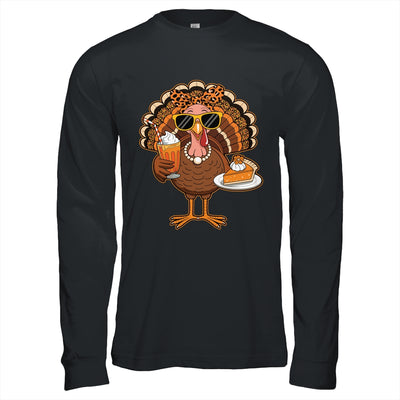 Thanksgiving For Women Turkey Drinking Coffee Leopard Shirt & Hoodie | teecentury
