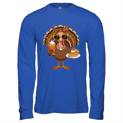Thanksgiving For Women Turkey Drinking Coffee Leopard Shirt & Hoodie | teecentury
