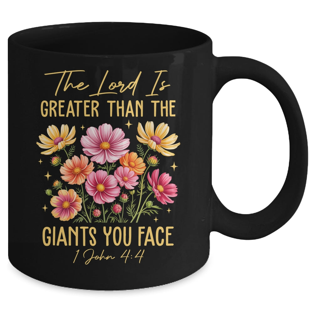 The Lord Is Greater Floral Christian Faith Bible Verse Women Mug | teecentury