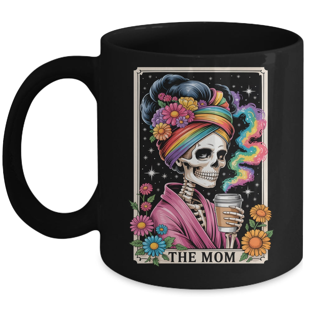 The Mom Funny Tarot Card Women Messy Bun Coffee Mommy Mama Mug | teecentury