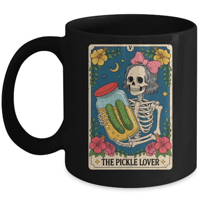 The Pickle Lover Pickles Tarot Card Messy Bun Skeleton Mug | teecentury