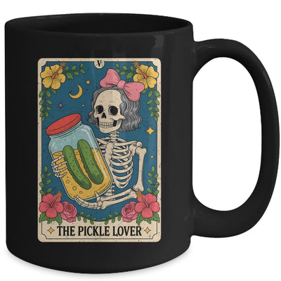 The Pickle Lover Pickles Tarot Card Messy Bun Skeleton Mug | teecentury