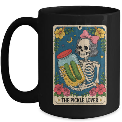 The Pickle Lover Pickles Tarot Card Messy Bun Skeleton Mug | teecentury