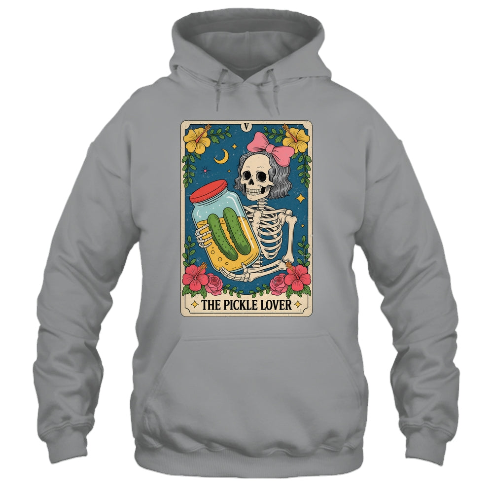 The Pickle Lover Pickles Tarot Card Messy Bun Skeleton Shirt & Tank Top | teecentury