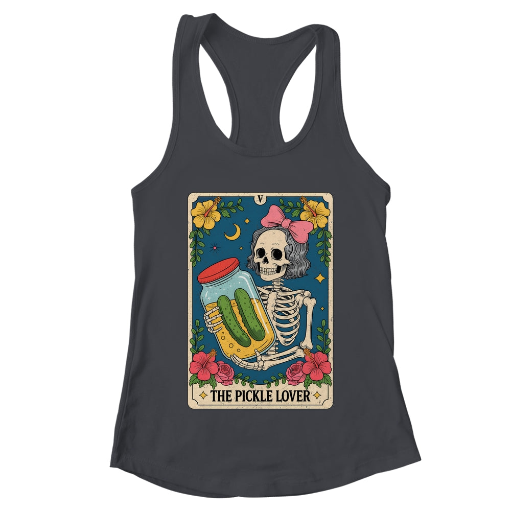 The Pickle Lover Pickles Tarot Card Messy Bun Skeleton Shirt & Tank Top | teecentury
