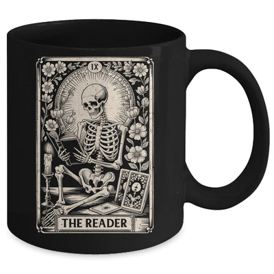 The Reader Tarot Card Funny Book Lover Skeleton Reading Book Mug | teecentury