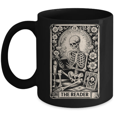 The Reader Tarot Card Funny Book Lover Skeleton Reading Book Mug | teecentury
