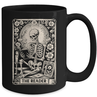 The Reader Tarot Card Funny Book Lover Skeleton Reading Book Mug | teecentury