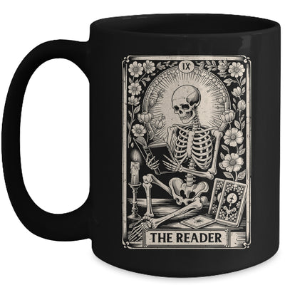 The Reader Tarot Card Funny Book Lover Skeleton Reading Book Mug | teecentury