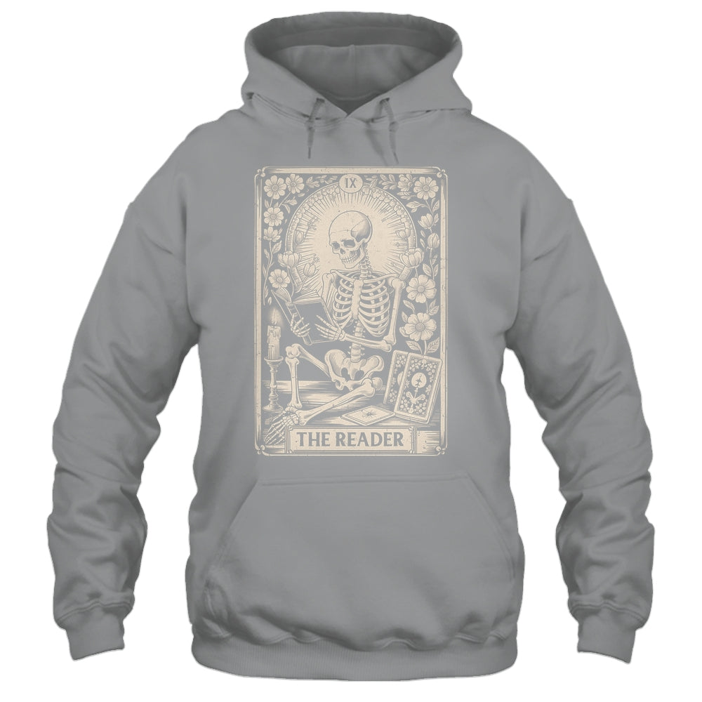 The Reader Tarot Card Funny Book Lover Skeleton Reading Book Shirt & Hoodie | teecentury