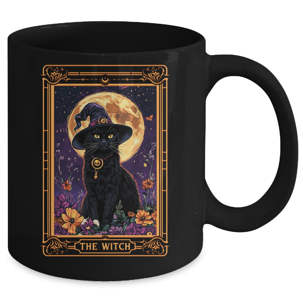 The Witch Cat Tarot Card Halloween Season Vintage Gothic Mug | teecentury