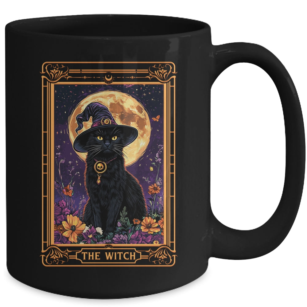 The Witch Cat Tarot Card Halloween Season Vintage Gothic Mug | teecentury