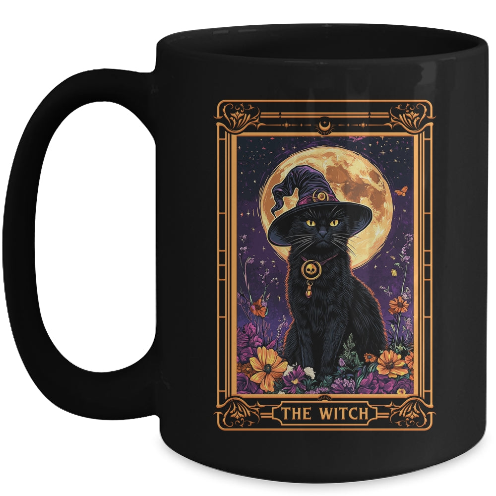 The Witch Cat Tarot Card Halloween Season Vintage Gothic Mug | teecentury