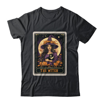 The Witch Retro Halloween Tarot Card Witch Black Cat Women Shirt & Sweatshirt | teecentury
