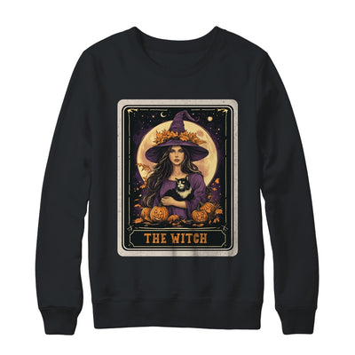 The Witch Retro Halloween Tarot Card Witch Black Cat Women Shirt & Sweatshirt | teecentury