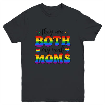 They Are Both My Real Moms Lesbian LGBTQ Pride Month Rainbow Youth Shirt | teecentury