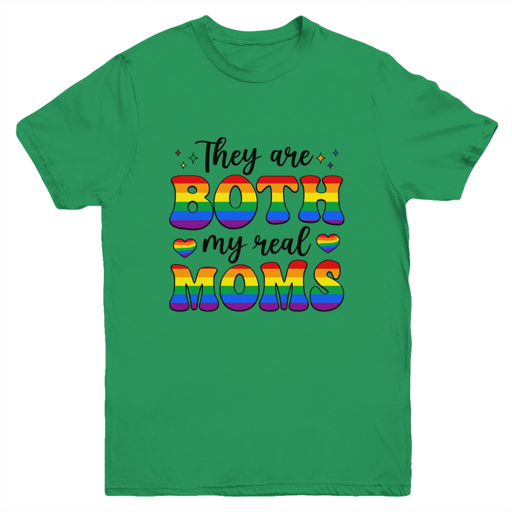They Are Both My Real Moms Lesbian LGBTQ Pride Month Rainbow Youth Shirt | teecentury