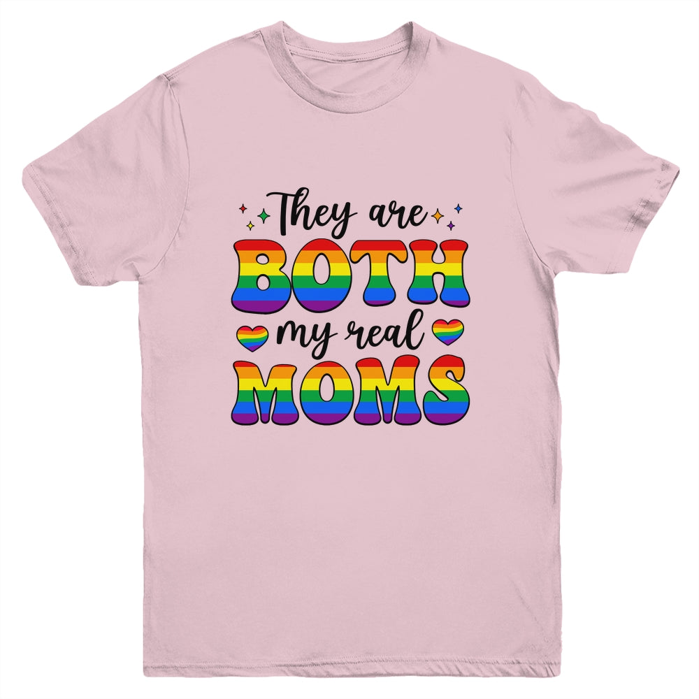 They Are Both My Real Moms Lesbian LGBTQ Pride Month Rainbow Youth Shirt | teecentury