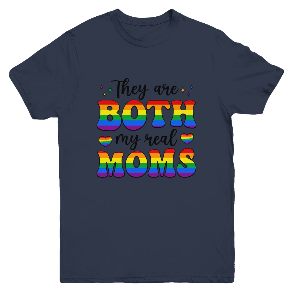 They Are Both My Real Moms Lesbian LGBTQ Pride Month Rainbow Youth Shirt | teecentury