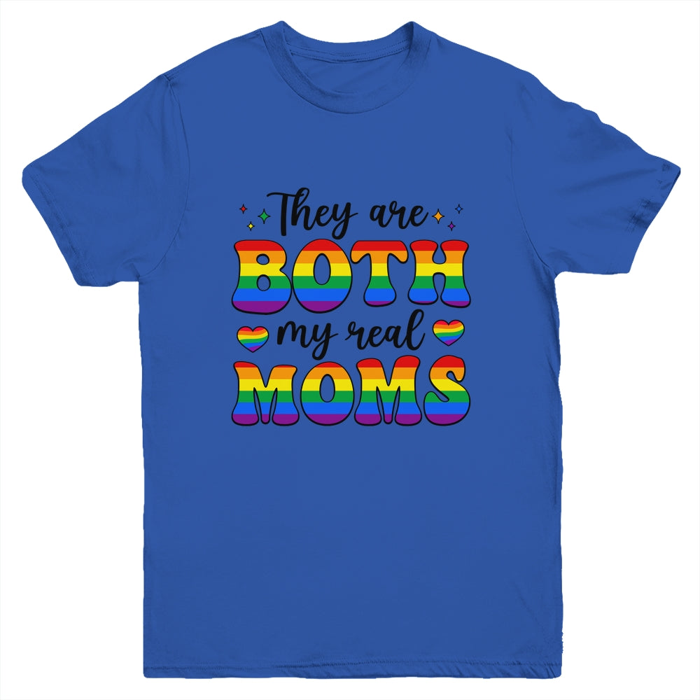 They Are Both My Real Moms Lesbian LGBTQ Pride Month Rainbow Youth Shirt | teecentury