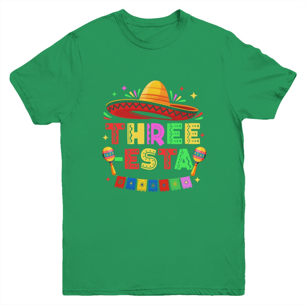 Three-Esta Fiesta Sombrero 3rd Birthday Mexican Outfit Youth Shirt | teecentury