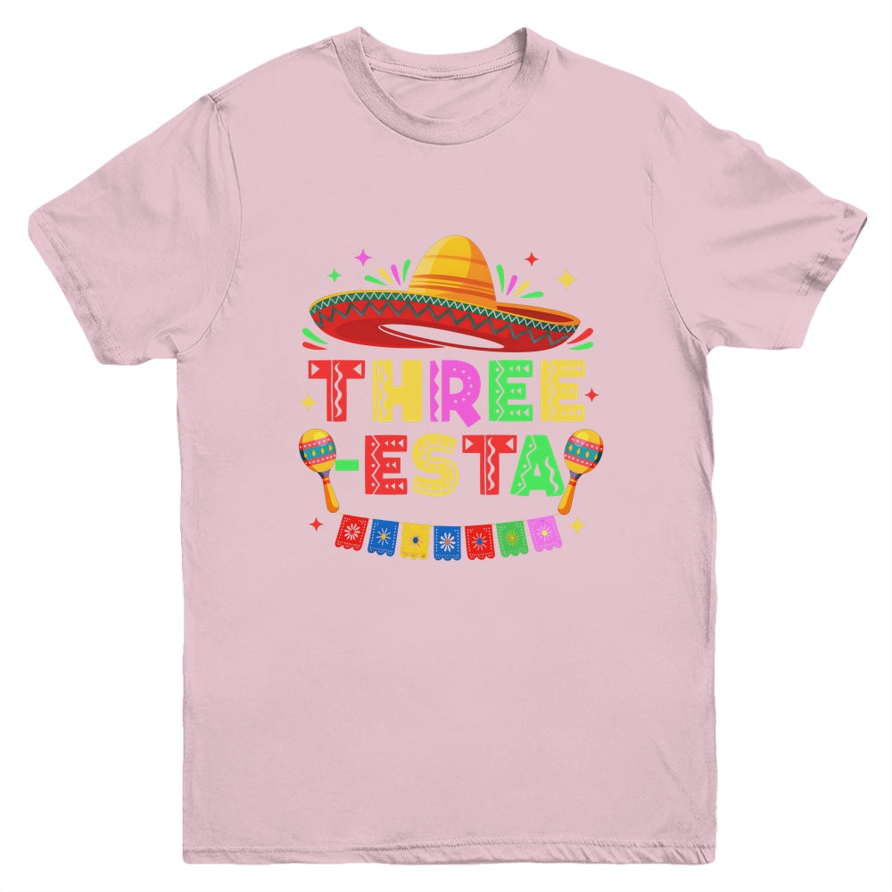 Three-Esta Fiesta Sombrero 3rd Birthday Mexican Outfit Youth Shirt | teecentury