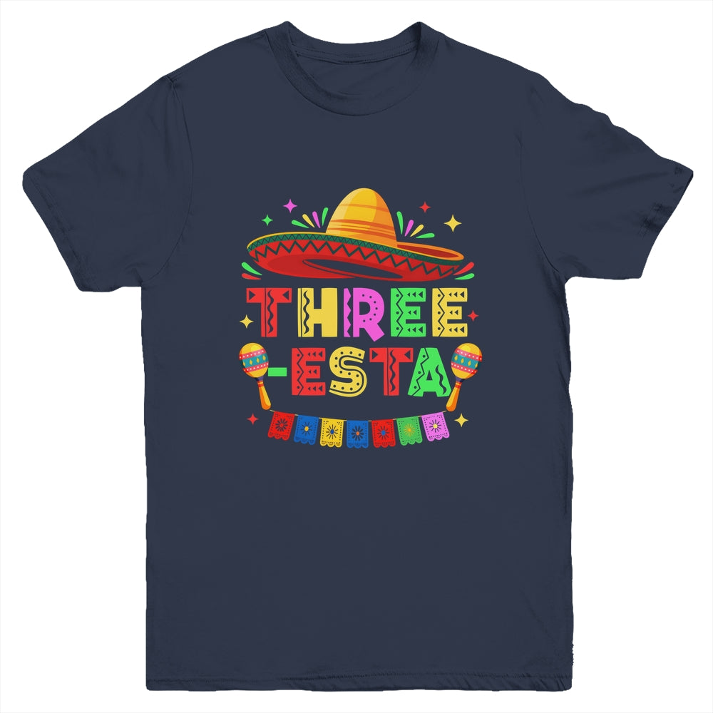 Three-Esta Fiesta Sombrero 3rd Birthday Mexican Outfit Youth Shirt | teecentury