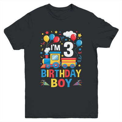 Three 3yr 3rd Kids Boys Girls Train Birthday Boy 3 Years Old Youth Shirt | teecentury