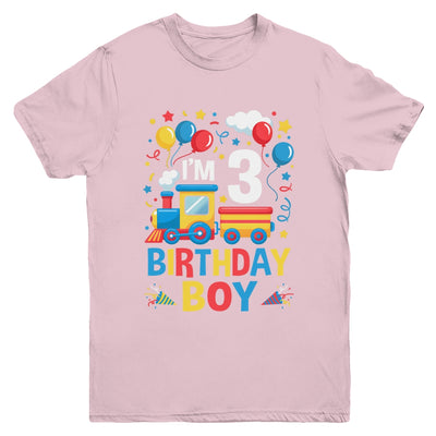 Three 3yr 3rd Kids Boys Girls Train Birthday Boy 3 Years Old Youth Shirt | teecentury