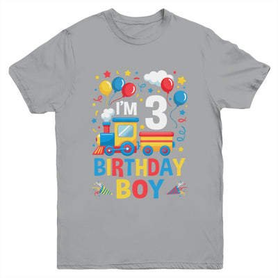 Three 3yr 3rd Kids Boys Girls Train Birthday Boy 3 Years Old Youth Shirt | teecentury