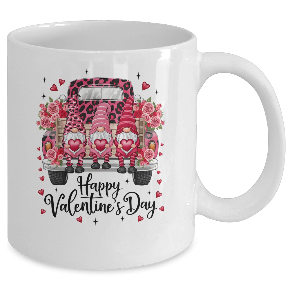 Three Gnomes And Leopard Truck Happy Valentine's Day Mug | teecentury