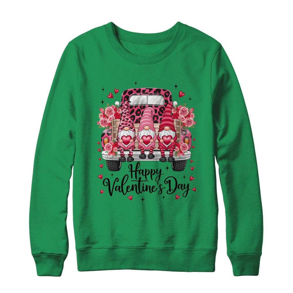 Three Gnomes And Leopard Truck Happy Valentine's Day Shirt & Sweatshirt | teecentury