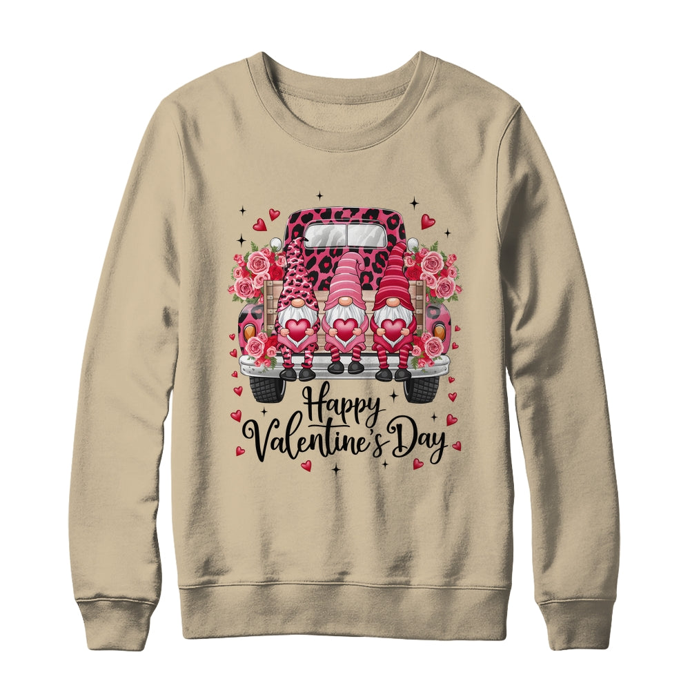 Three Gnomes And Leopard Truck Happy Valentine's Day Shirt & Sweatshirt | teecentury