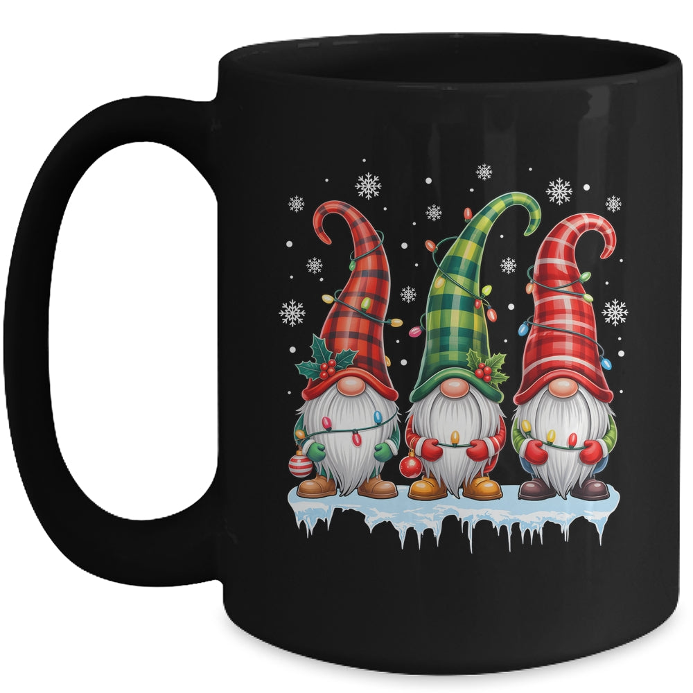 Three Gnomes Men Women Buffalo Plaid Red Christmas Mug | teecentury
