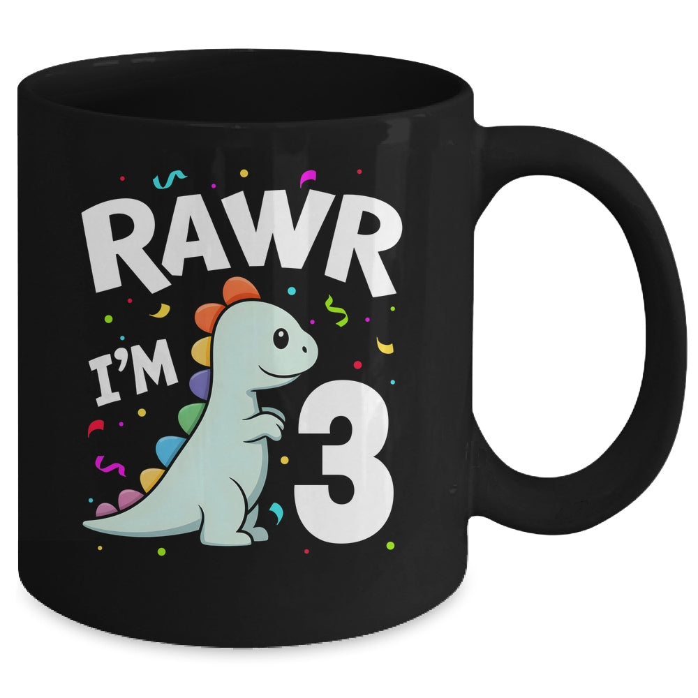 Three Rawr I'm 3 Years Old T Rex Dinosaur 3rd Birthday Boys Mug | teecentury