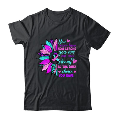 Thyroid Cancer Awareness Strong Warrior Ribbon Sunflower Shirt & Hoodie | teecentury