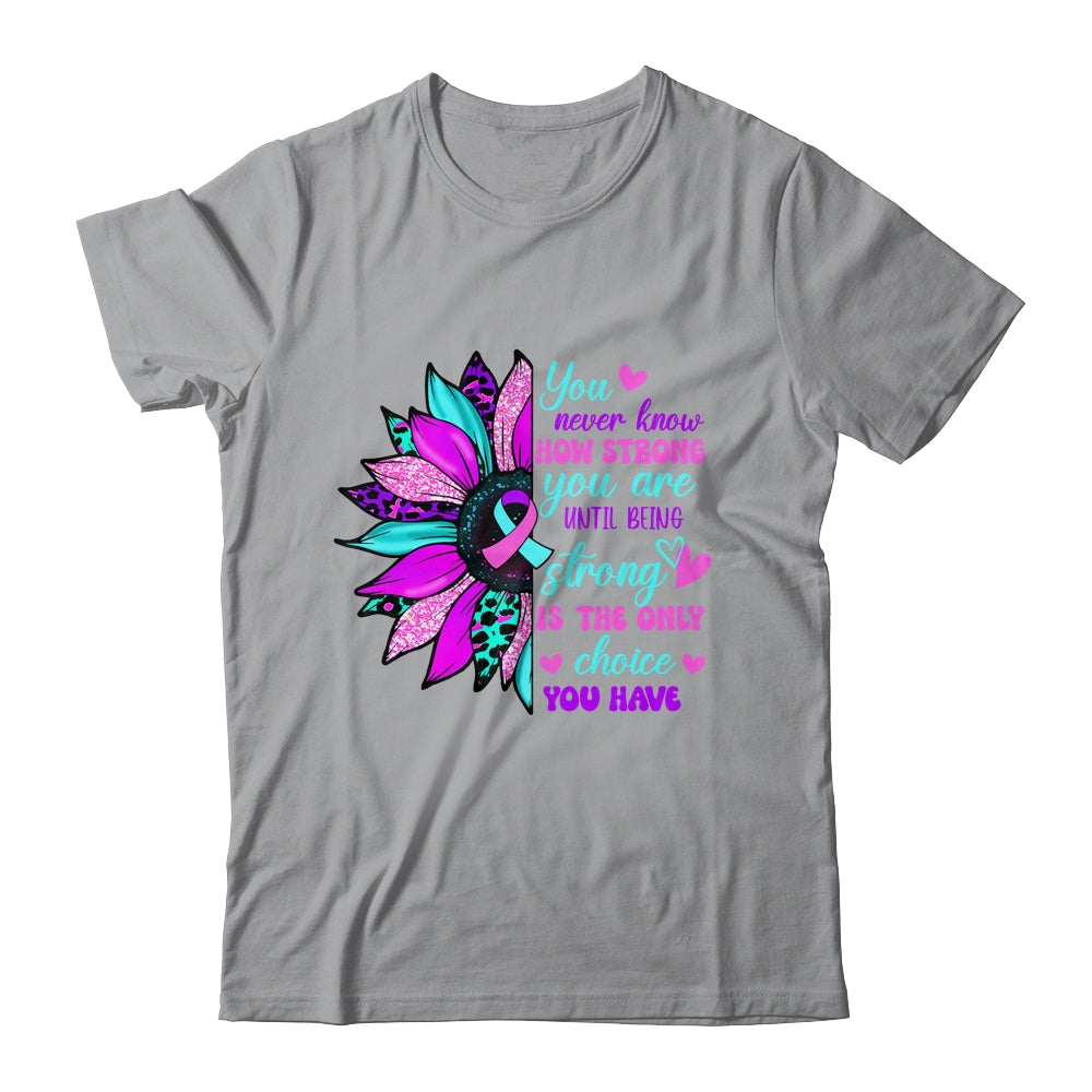 Thyroid Cancer Awareness Strong Warrior Ribbon Sunflower Shirt & Hoodie | teecentury
