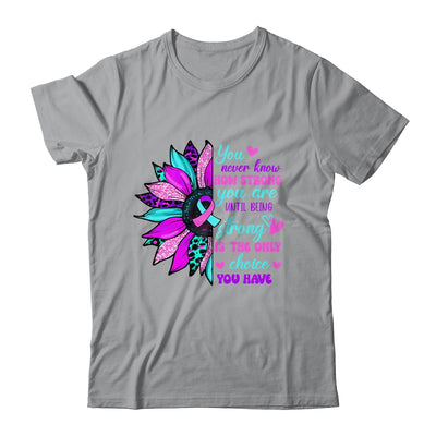 Thyroid Cancer Awareness Strong Warrior Ribbon Sunflower Shirt & Hoodie | teecentury