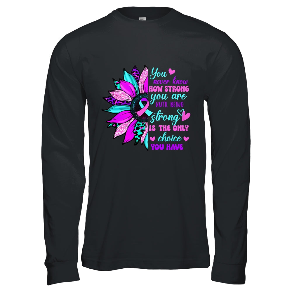 Thyroid Cancer Awareness Strong Warrior Ribbon Sunflower Shirt & Hoodie | teecentury