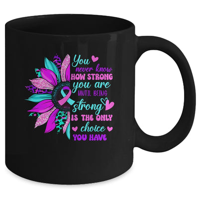 Thyroid Cancer Awareness Strong Warrior Ribbon Sunflower Mug | teecentury