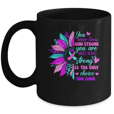 Thyroid Cancer Awareness Strong Warrior Ribbon Sunflower Mug | teecentury