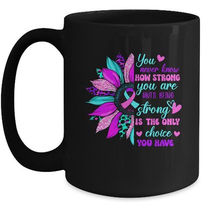 Thyroid Cancer Awareness Strong Warrior Ribbon Sunflower Mug | teecentury